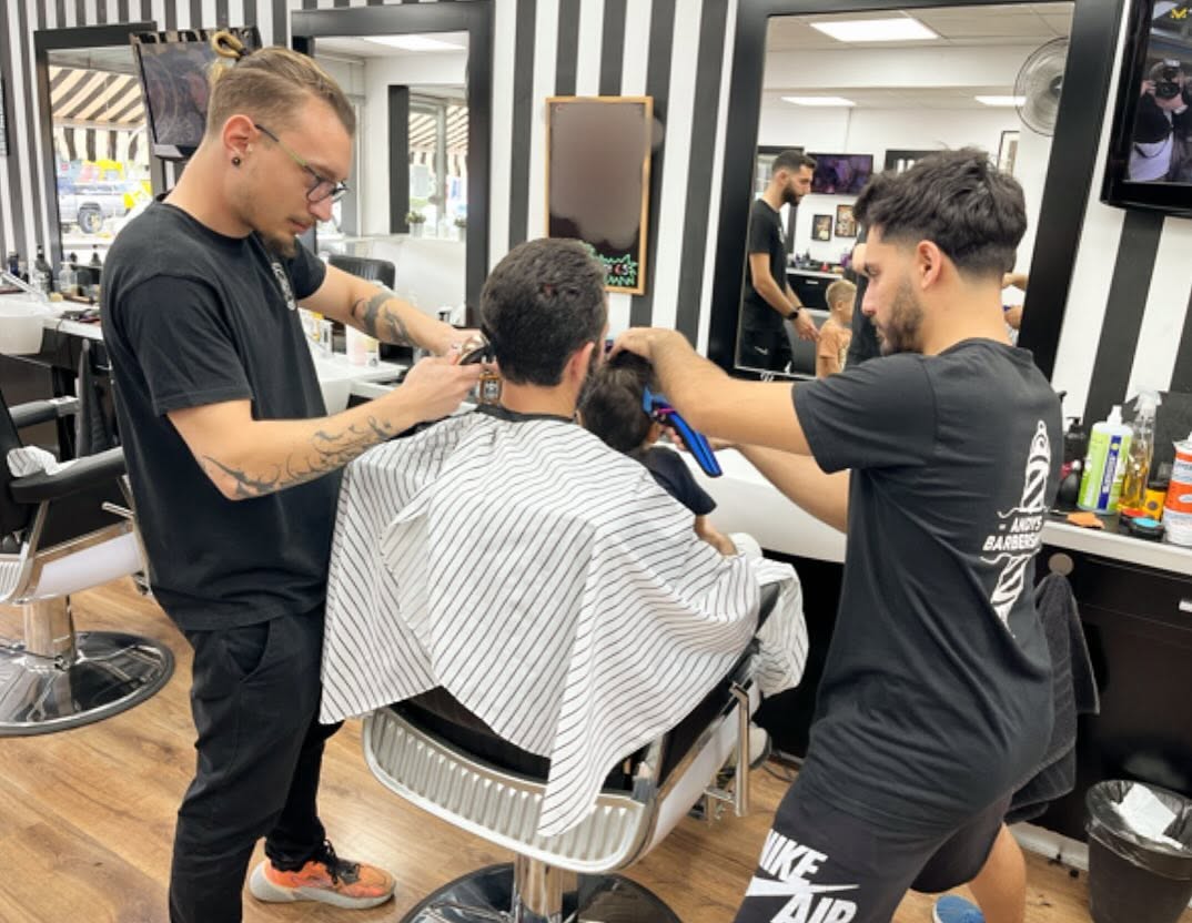 The working barbershop at Andys in Limassol